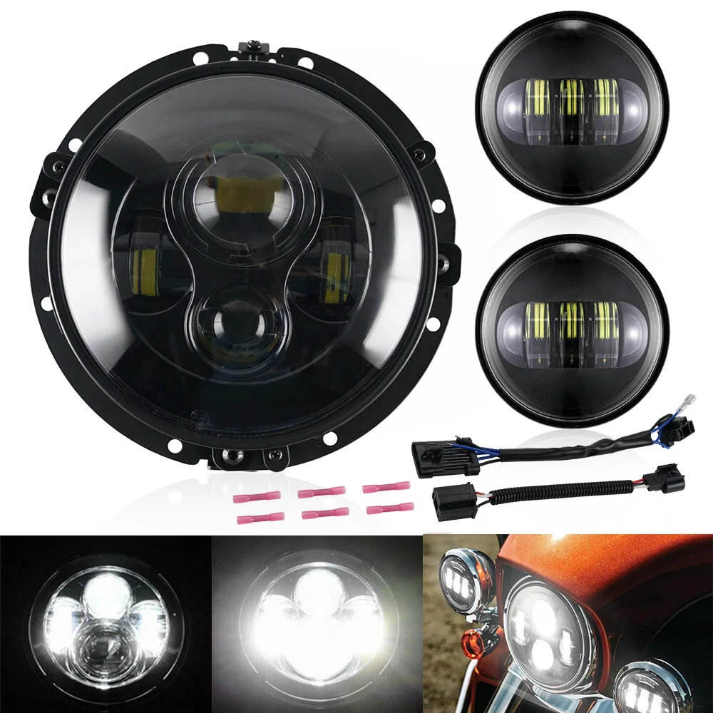 

7 Inch Headlight 4.5 Inch Fog Light Kit IP65 6500K White Hi/Low Beam Motorcycle Light Accessories for Harley Davidson