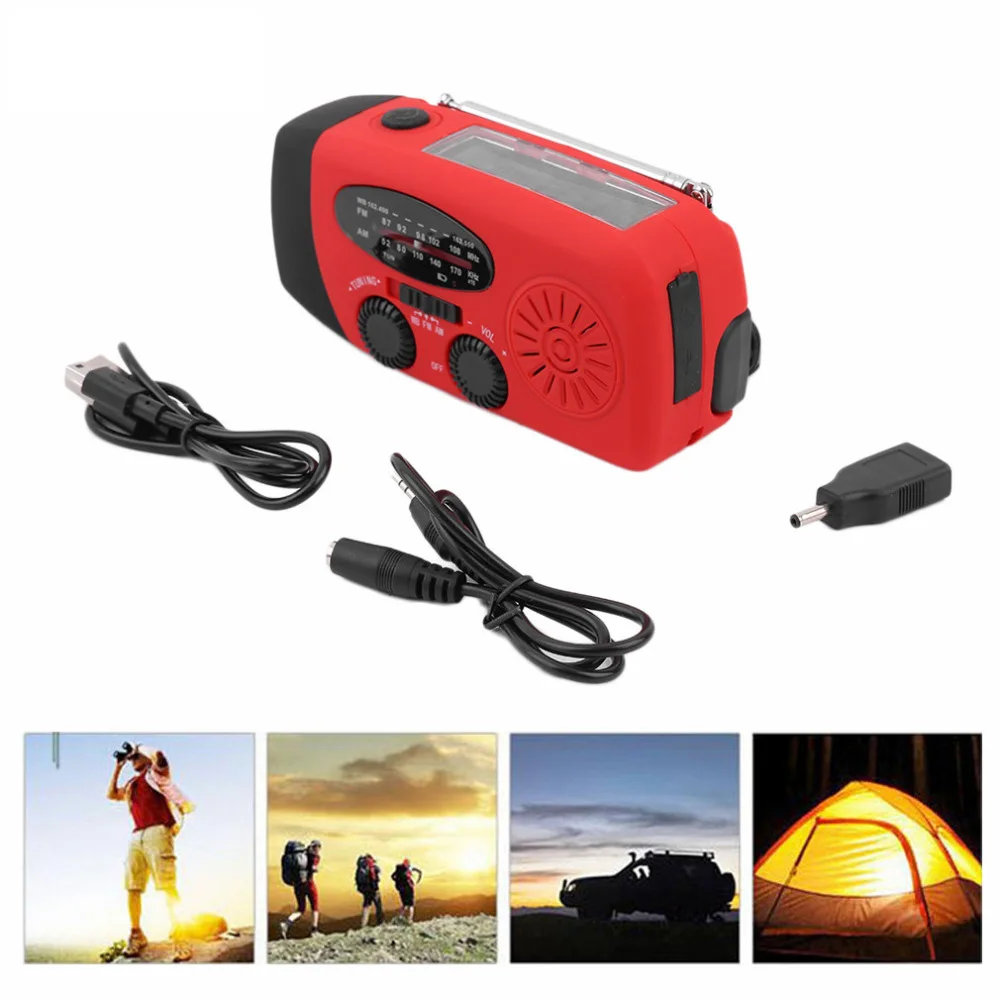 

Protable Emergency Solar Hand Crank Dynamo AM/FM/WB Weather Radio LED Flashlight Charger Waterproof Emergency Survival Tools Hot