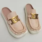 Мюли женские без шнуровки, натуральная кожа, квадратный носок, плоская подошва, кроссовки на платформе, летняя обувь, 100%