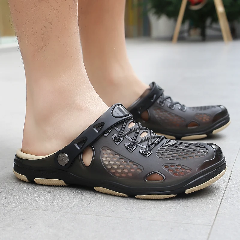 

New Summer Fashion Sneakers Men Shoes Outdoor Slippers Fashion Beach Sandals Jelly Breathable Flip Flops Hollow Casual Footwear