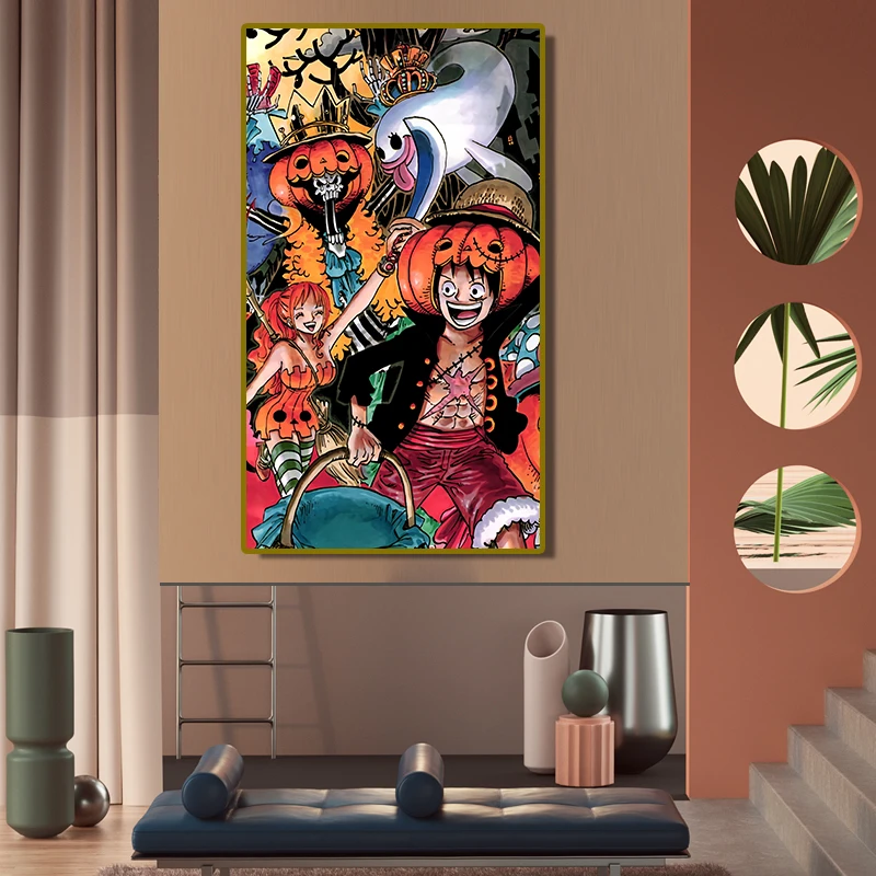 Постер японское аниме One Piece Luffy Nami Хэллоуин платье холст печать для детской