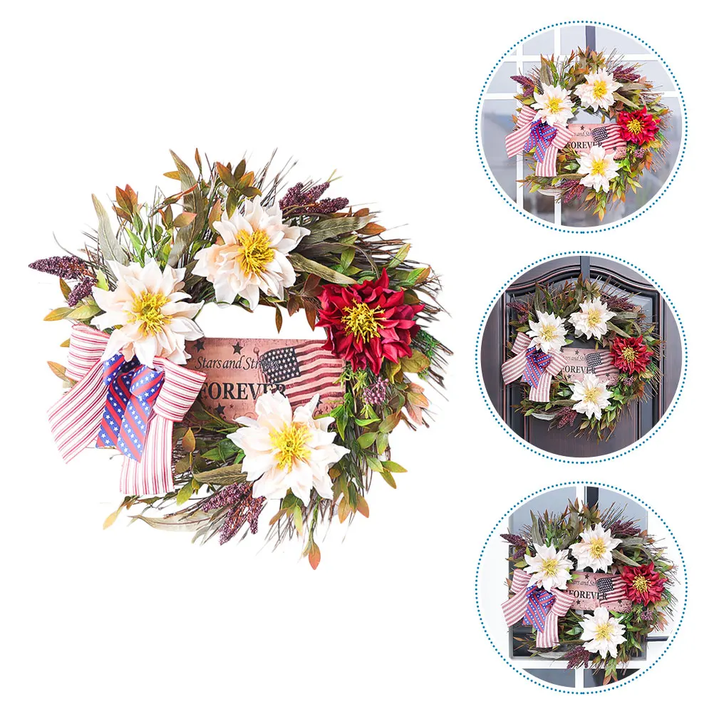 

1Pc Garland Decoration American Independence Day National Day Flag Simulation Flower Garland Holiday Party Decoration Props