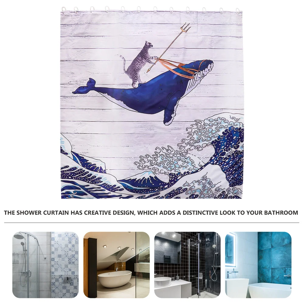 

1pc Shower Curtain Polyester Bath Drapery Bathroom Supply (Assorted Color)