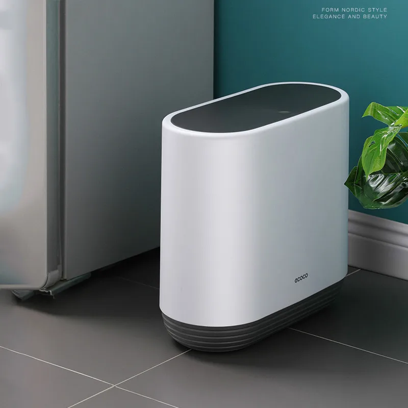 

10L Plastic Trash Can with Cover Recycle Bathroom Waste Bin Toilet Dustbin Trash Basket Garbage Holder Storage Container Bucket