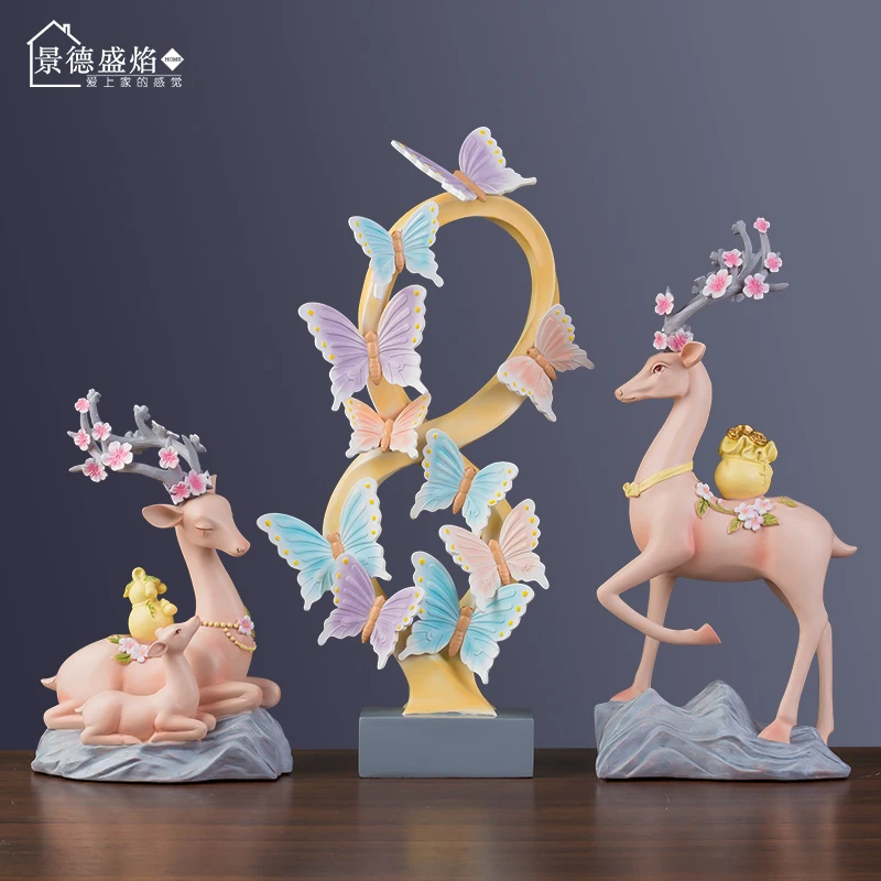 

TV cabinet deer ornaments home accessories American Art gateway modern simple wine cabinet decoration living room crafts