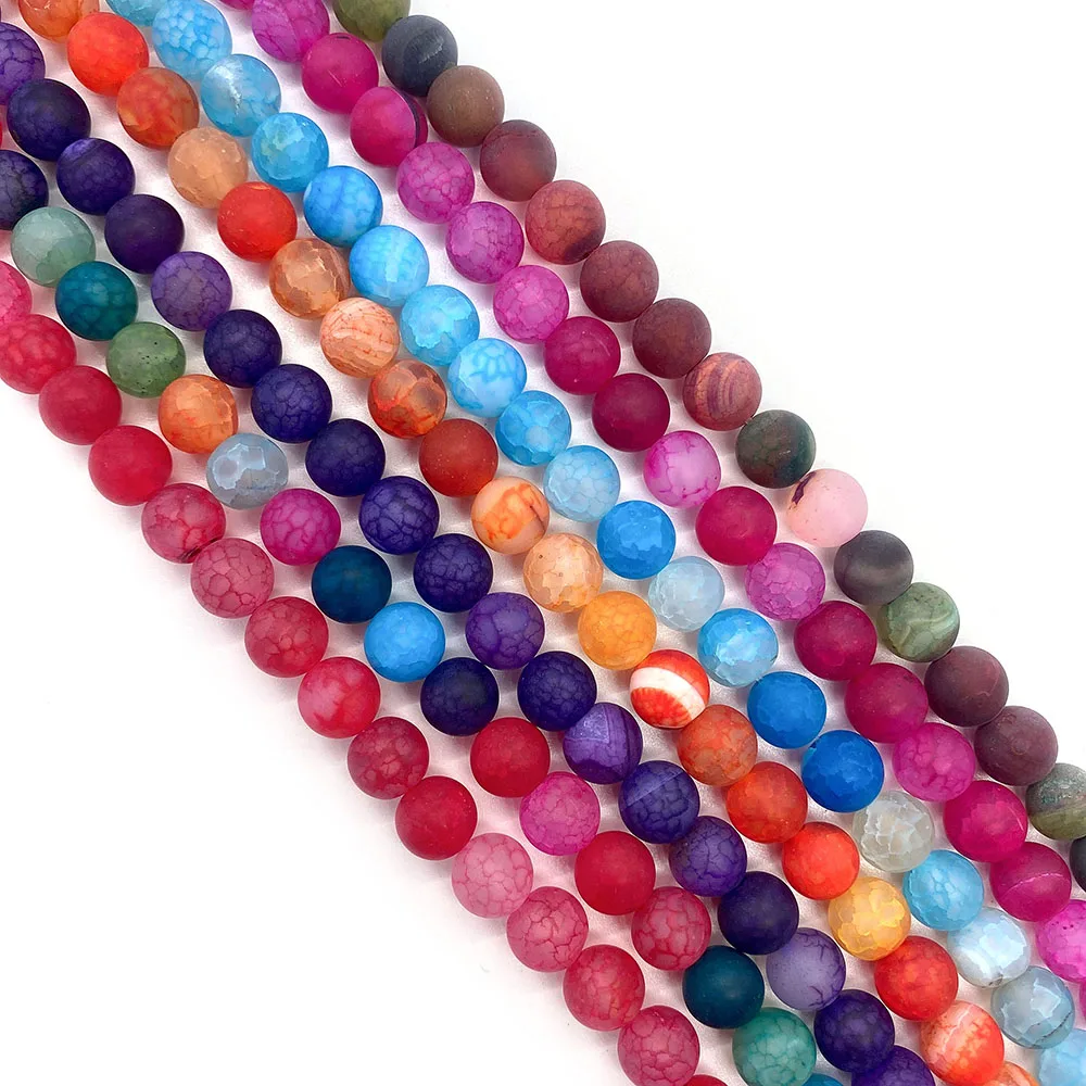 

Natural Stone Beads Dragon Pattern Glass Jasper Frosted Beads Exquisite Ladies for Jewelry Making DIY Bracelet Accessories