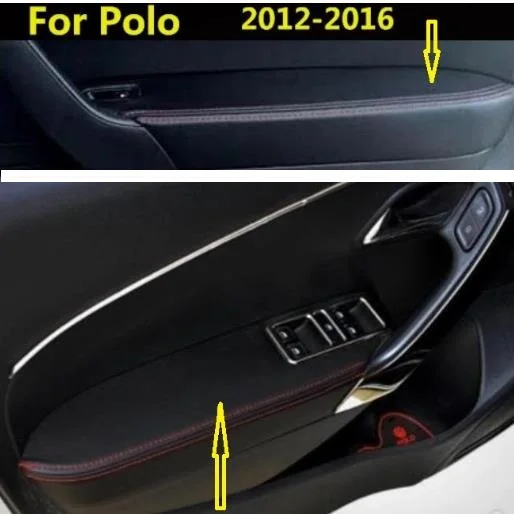 Салонный седан для VW Polo 2011 2012 2013 2014 2015 2016, чехол для ручки двери и подлокотника из микрофибры, автомобильные аксессуары для интерьера.