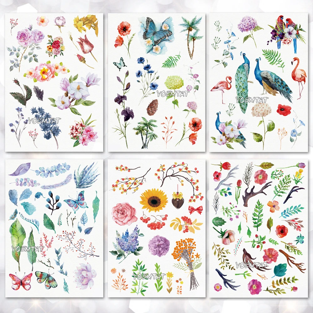 

Waterproof Temporary Tattoo Sticker Leaves Flowers Kids Cute Tatoo Arm Neck Sexy Body Art Fake slut Tatto Women Men