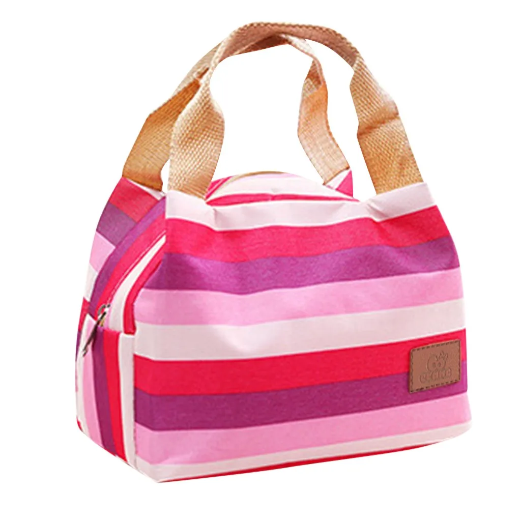 Maison Fabre lunch bags for women Nylon thermal bag Portable Stripe Lunch Food Fresh Pouch Office Picnic Drink Cold Handbag | Багаж и