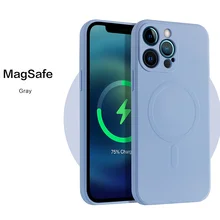 2021 New Liquid Silicone Wireless Magnetic Phone Case for iPhone 12 11 13  Pro Max Mini X Xs Xr 7 8 Plus Magsafing Celular Coque