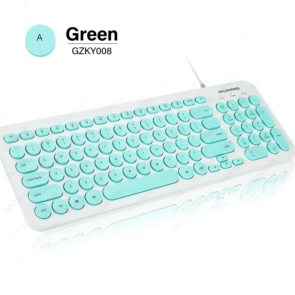 Ultra thin Keyboard Multimedia Wired USB 96 Keys Office Slim English Keyboard Black/Pink/Green - Цвет: Green