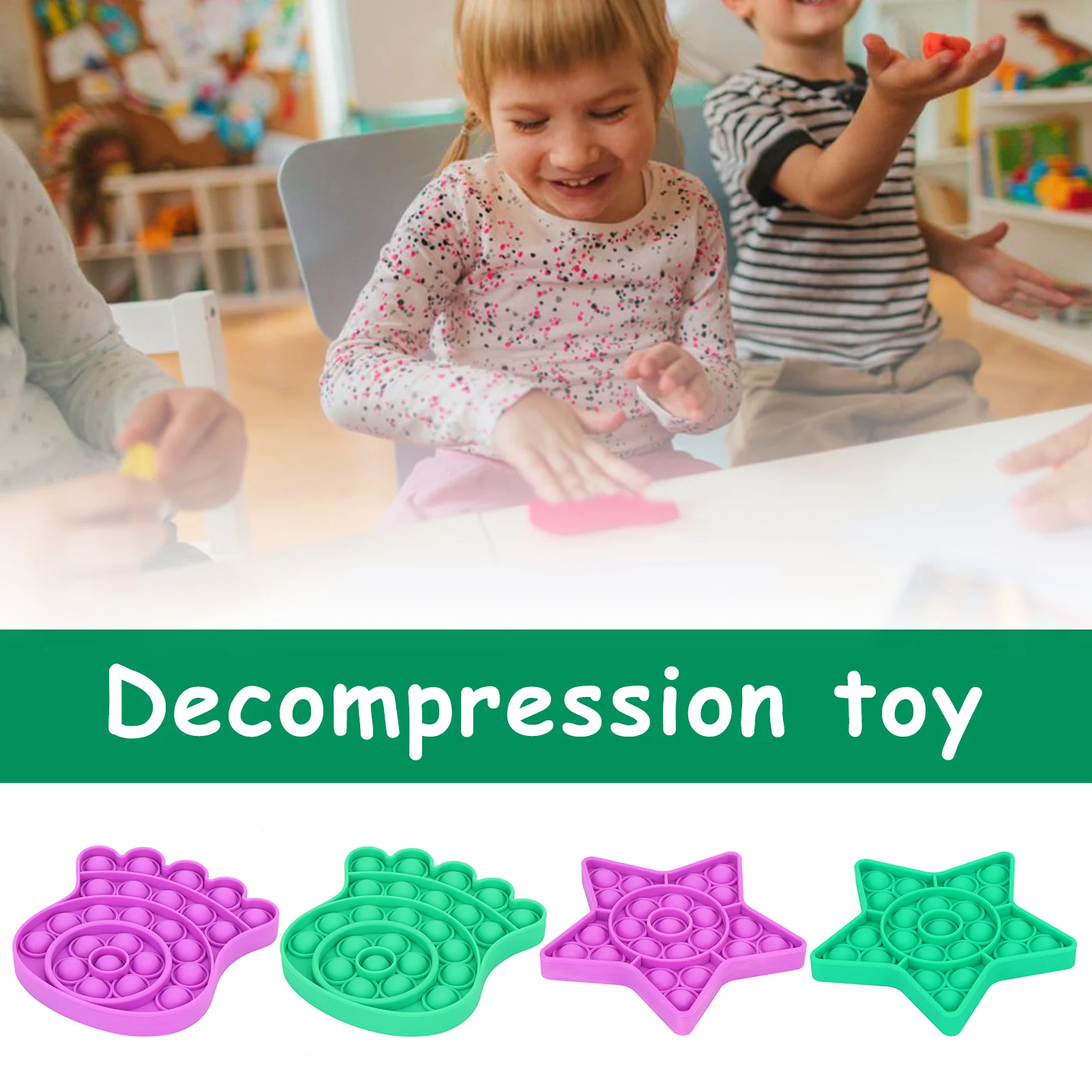 

Push Pop Bubble Sensory Toy Silicone Stress Reliever Soft Squeeze Slight Popping Sound Decompression Toy Gift Kid Adults