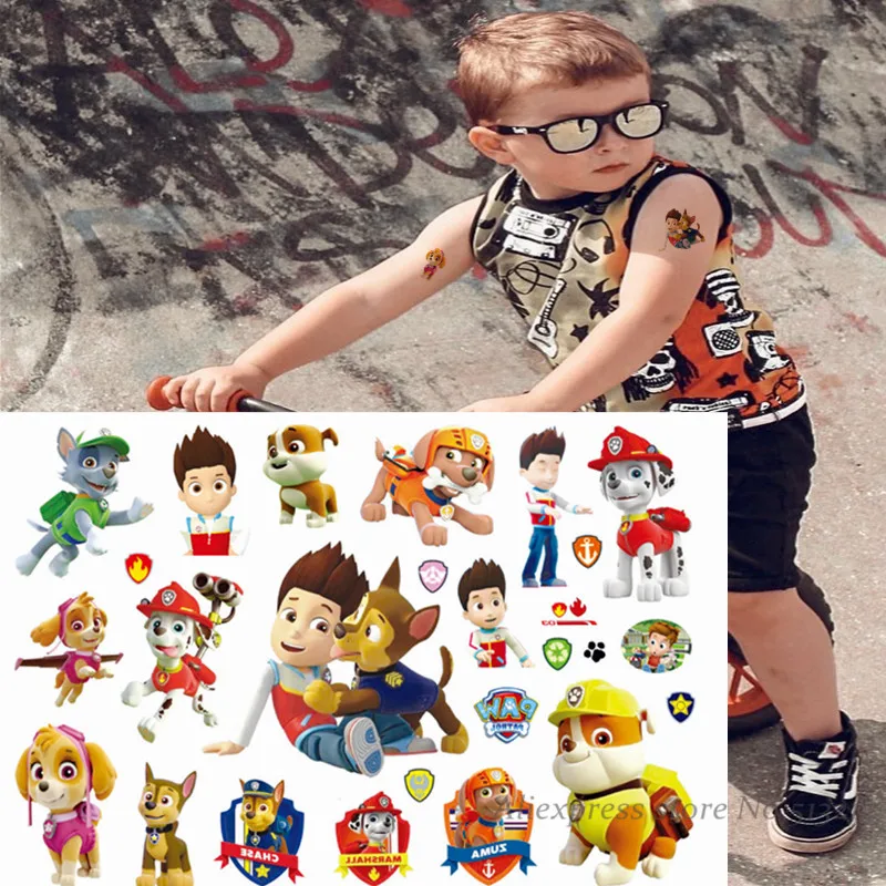 Paw Patrol/милые игрушки для собак Мультяшные временные тату Стикеры мальчиков
