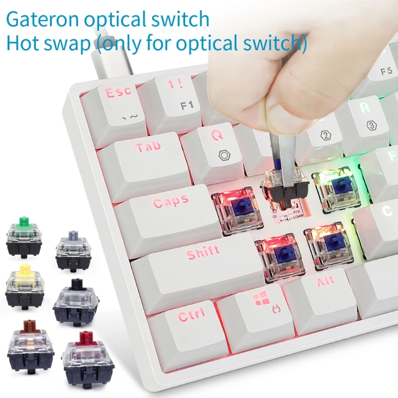

SK61 Portable 60% Mechanical Keyboard Gateron optical Switches RGB Backlit Hot Swappable Wired Gaming Keyboardfor PC Mac