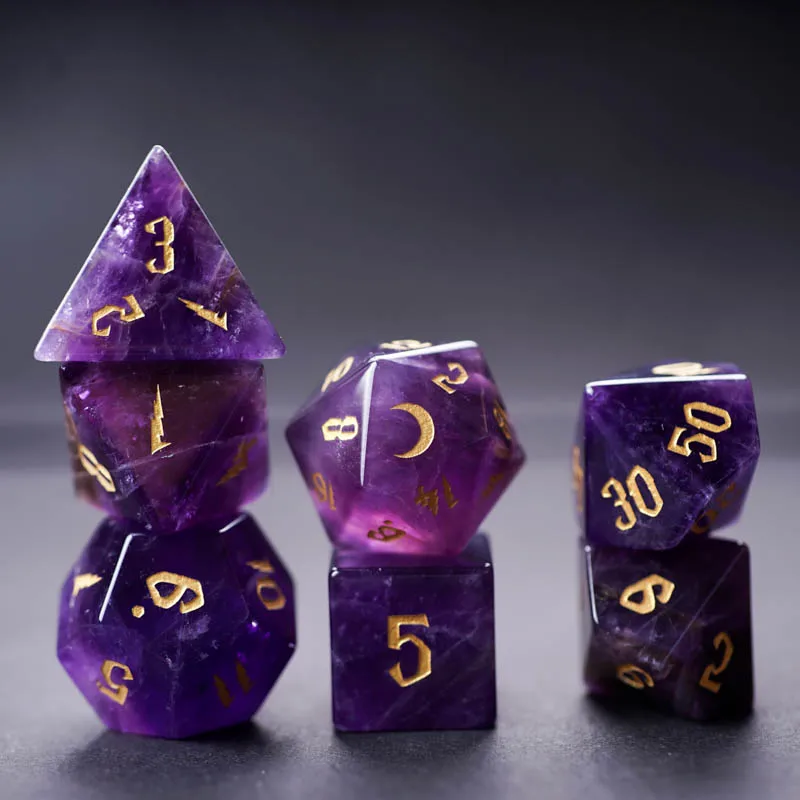 

7pcs Amethyst DnD Dice Running Group Cthulhu Running Group COC Gems Board Game Running Group Dice 20 Trpg Dice