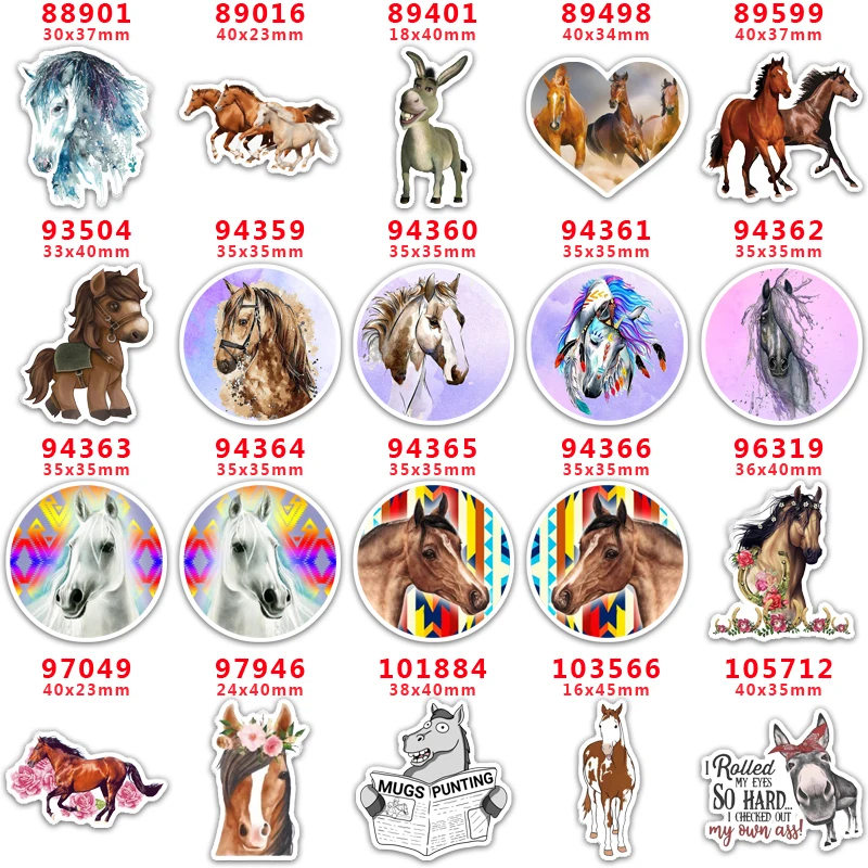 

DIY Craft Supplies Sewing Accessories Cartoon Donkey And Horse Printed Planar Resins Mold 10 Pieces. PR-88901