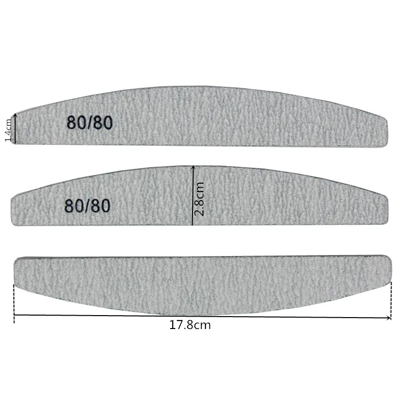 25Pcs/Lot Professional Nail File Grey Half Moon 80/80 Grit Sanding Buffer Thick Files For DIY Care Manicure Tools Salon | Красота и