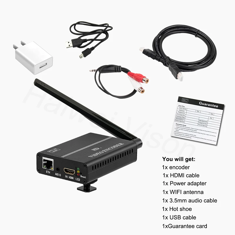 HWCODEC H8110W H.264 1080P беспроводной P2P конвертер HDMI в IP кодировщик RTMP RTSP RTMPS SRT HTTP RTP для