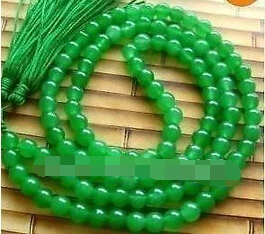 + 00479 Тибетский буддист 108 бисер из зеленого нефрита Молитвенное ожерелье мала |