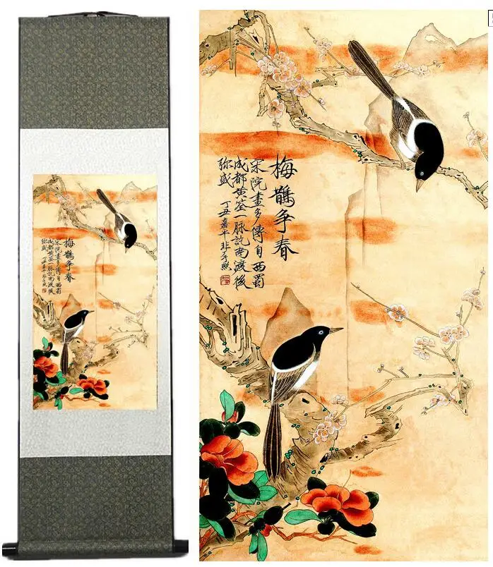 

Весна картина Традиционный птицы и цветы картины для дома, офиса, украшение китайский свиток живописи тушью моющимися узорами