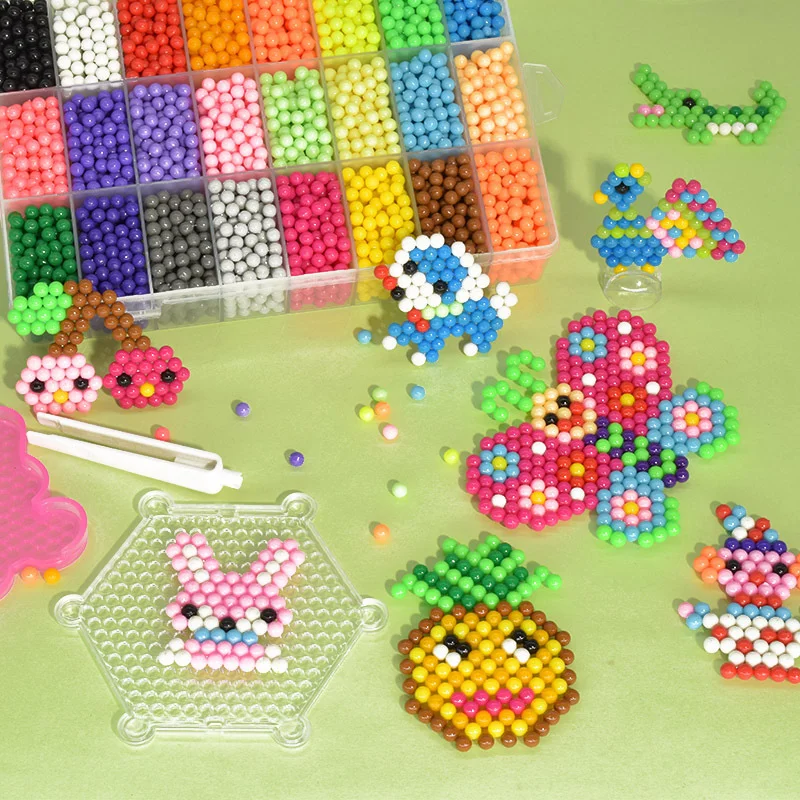 DIY 5mm Hama Bead Set With Pen Tweezer Pegboard Template Tool Toy Creative Handmade Craft Fuse Beads Magic Water Suit Gift | Игрушки и