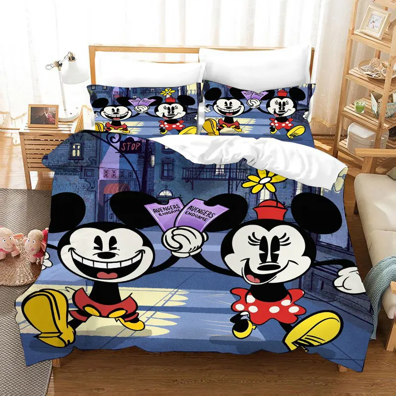 

Black White Mickey Mouse Bedding Set for Boys Bed Single Quilt Duvet Cover 3pc Kids Bedroom Decor Queen King Size Couple Room