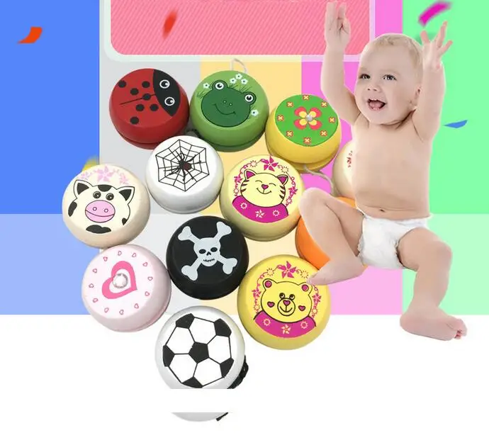 

New Attractive Cartoon Ladybug Printed Wooden Yoyo Yo Yo Professional Fun Funny Gadgets Interesting Toys For Children Kids Gift