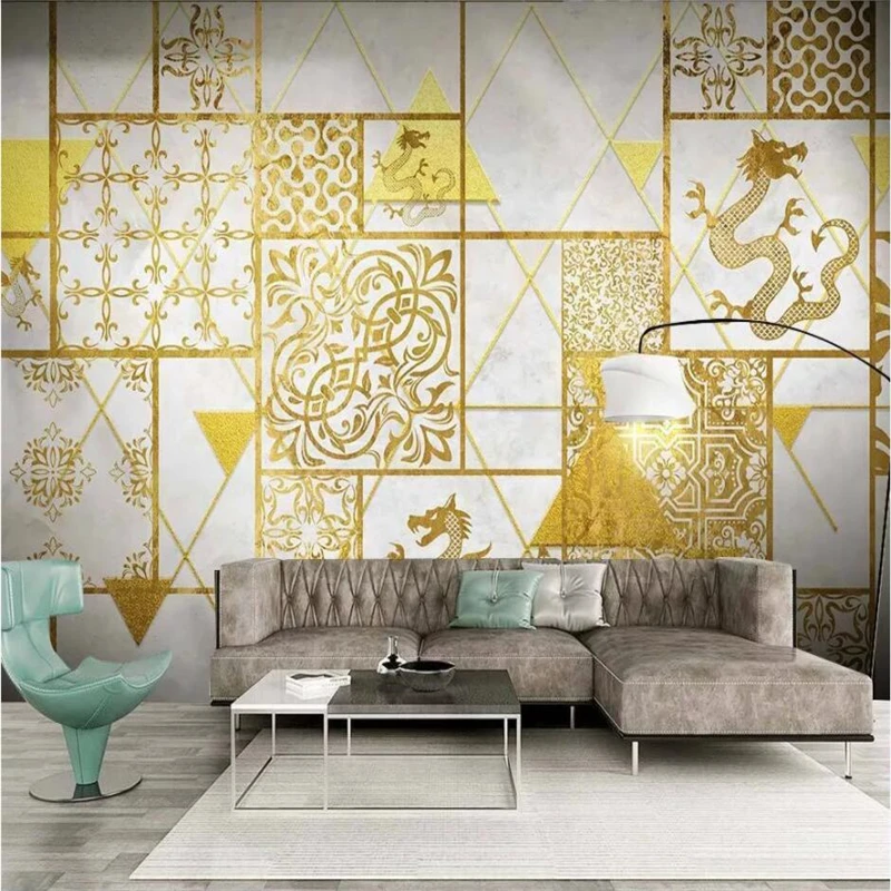 

beibehang Custom 3d wallpaper 3d mural modern abstract geometric line color block retro ethnic wind background wall paper
