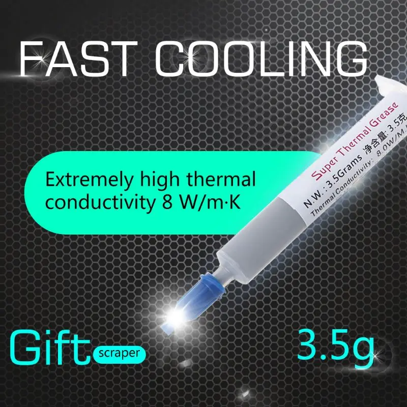 

1Set 3.5g Thermal Compound Conductive Grease Paste Silicone Plaster 8W/m.k for CPU GPU Chipset Cooling Heat Sink Coolers