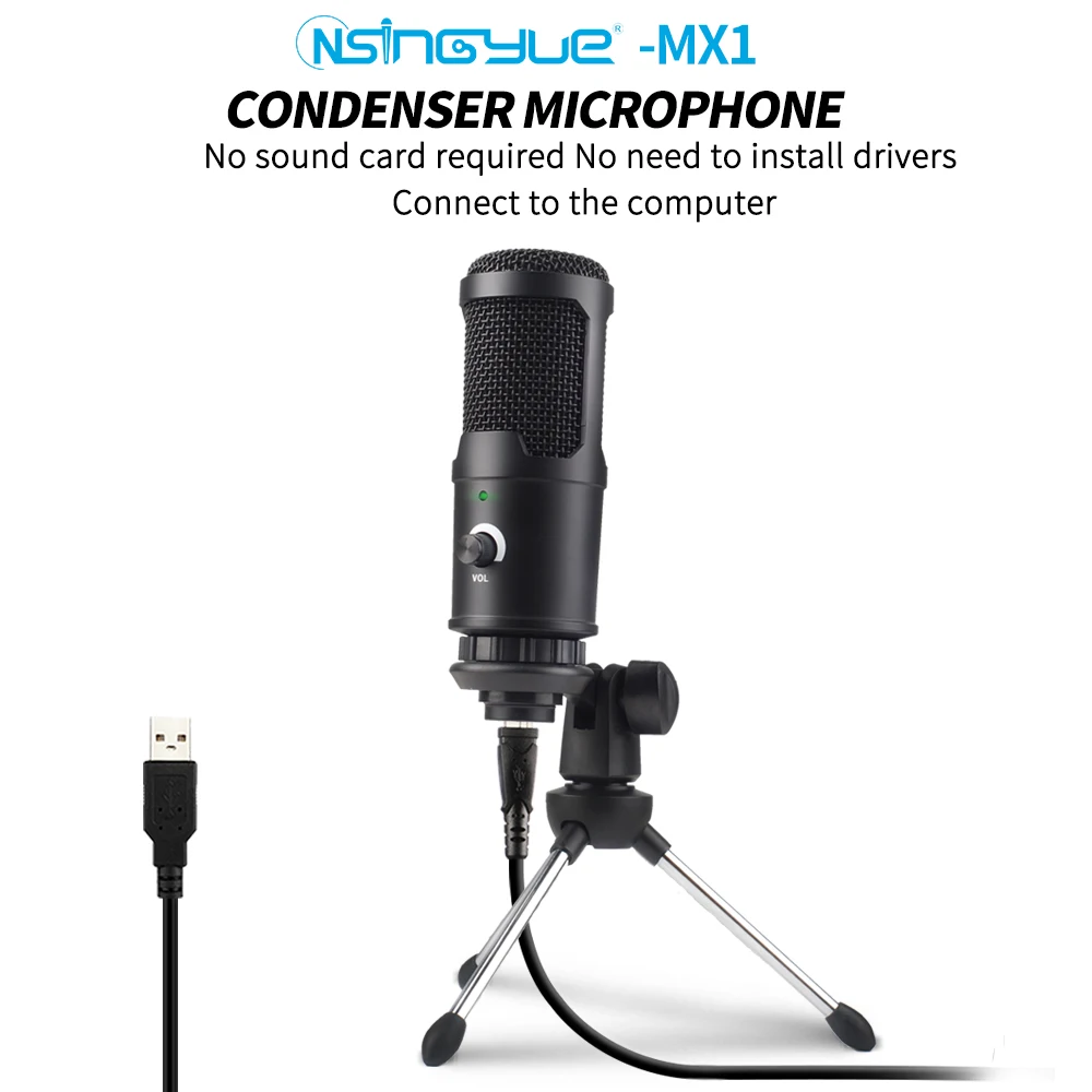USB Microphone Condenser Microphones For PC Computer Laptop Recording Studio Singing Gaming Streaming MX-1 | Электроника