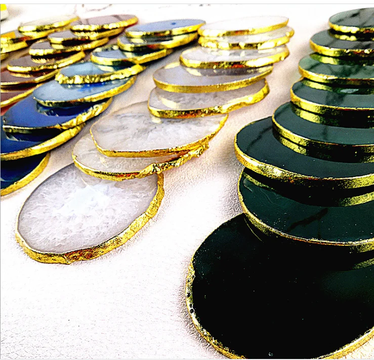 Натуральный агат ювелирные изделия ломтики каботажное судно полированного