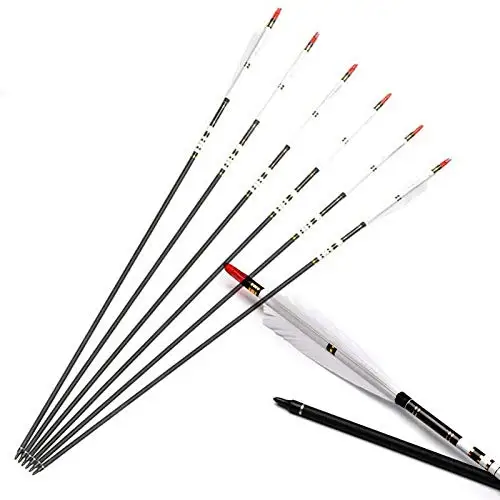 

6pcs Archery Carbon Arrow 32" Spine500 7.6mm Real Turkey Feather Target Arrows