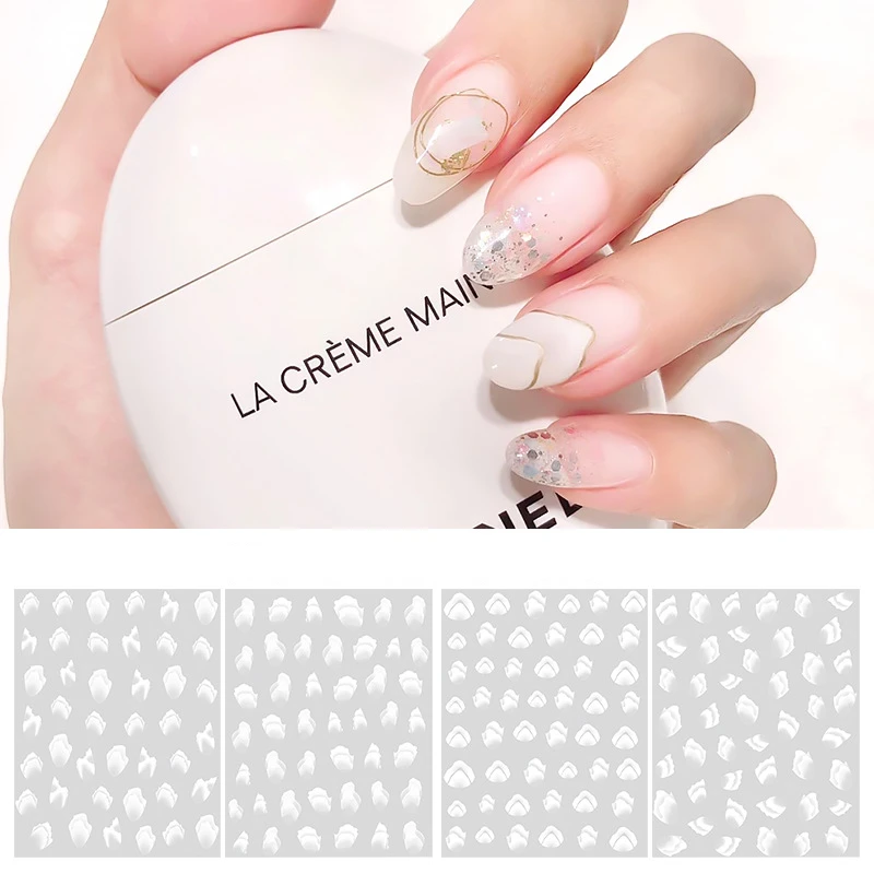 

1 Sheet Nail Art Sticker Self Adhesive White Mountains Hills Shaped Pattern Nail Decals 3D Tips DIY Manicure Decorations
