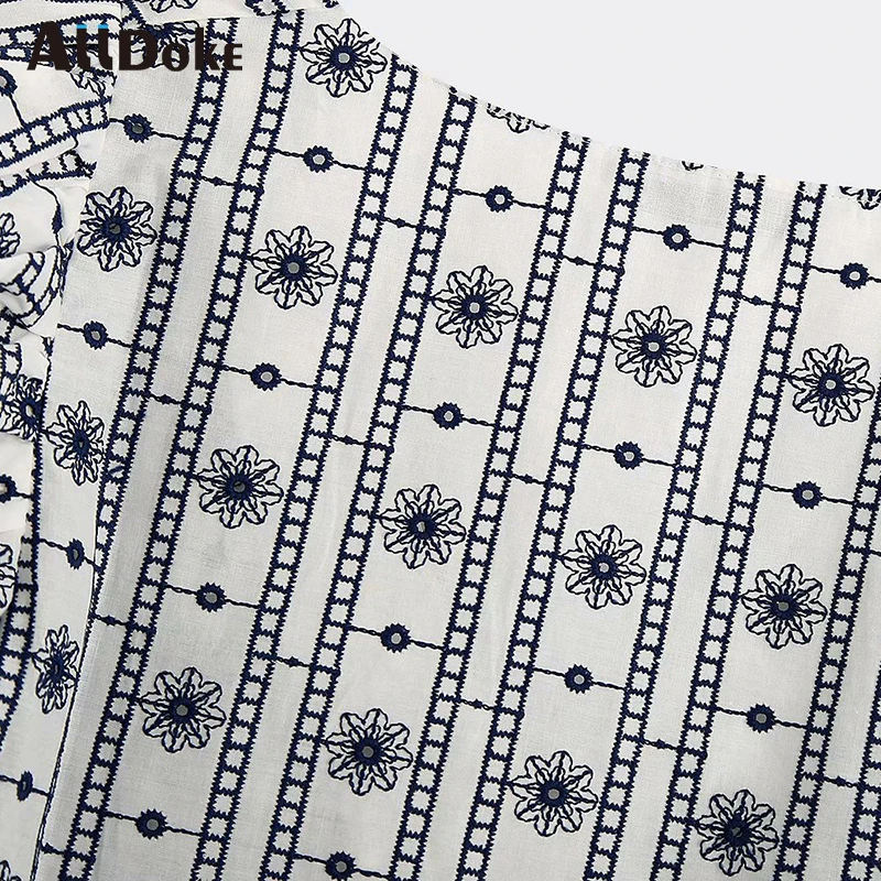 

ALLDOKE vintage embroidery women blouse summer v neck short sleeve crop tops shirt mujer ladies ol hollow out blouses blusas