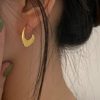 pull through hoop earrings for women matte gold hammered threader wire earrings