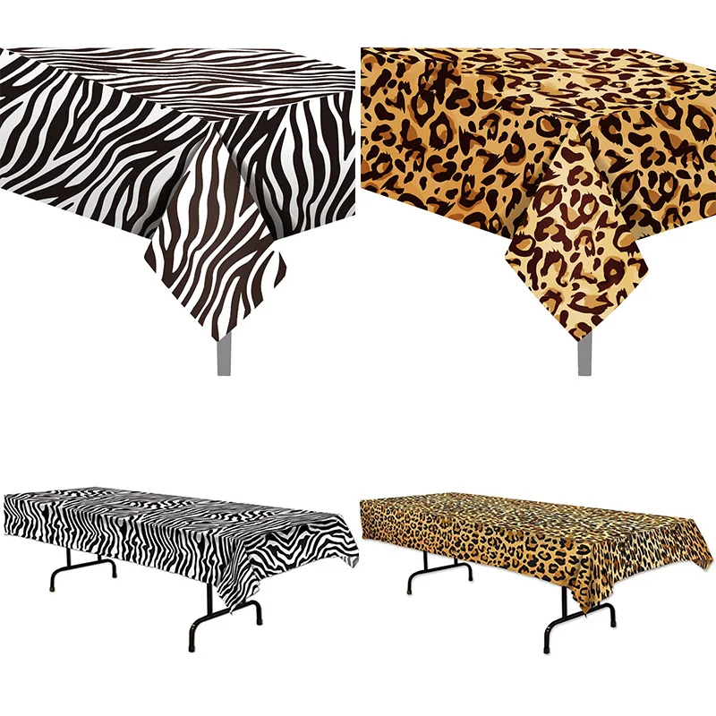 

1pcs tropical rainforest leopard deer pattern horse pattern disposable tablecloth tablecloth zoo party theme decoration