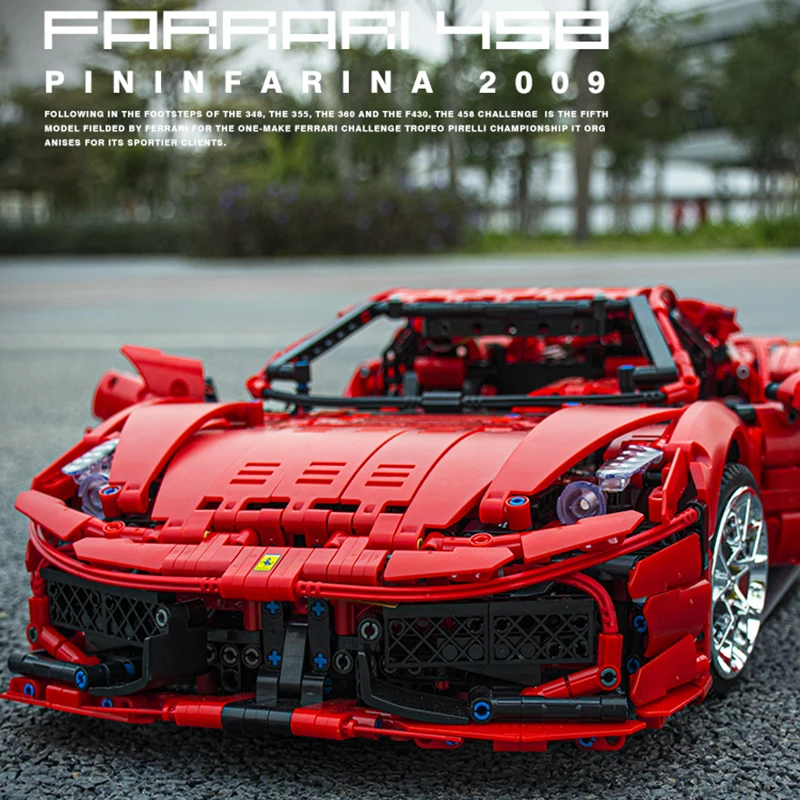 High-Tech RC Ferraried 458 With LED Dust Cover 3380PCS Building Blocks Creative Super Sport Car Bricks Toys For Kids Gifts | Игрушки и