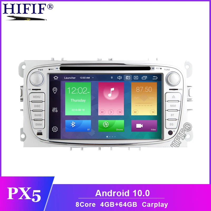 PX5 Carplay Android 10 CD DVD Радио 1024*600 IPS DSP плеер Navi GPS для FORD FOCUS Mondeo GALAXY C-Max S-MAX Kuga OBD BT SD USB |