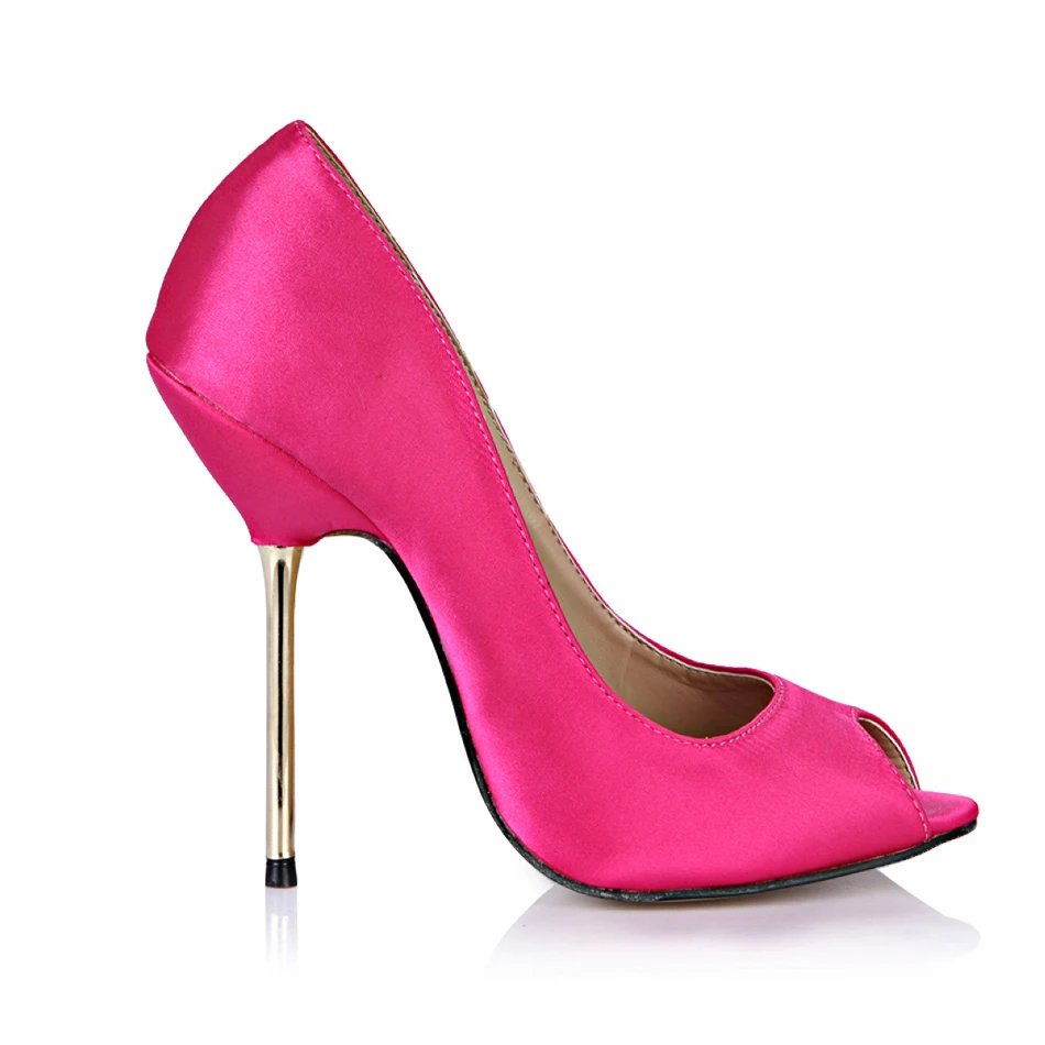 

Spring Autumn New 11cm High Heel Pumps Satin Bridals Fashion Women Stiletto Thin heel Peep Toe Sexy Party Dress Lady Shoes 5-a5