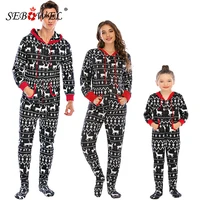 sebowel christmas one piece rompers pajamas family matching clothes xmas print autumnwinter mom dad kids parent child sleepwear