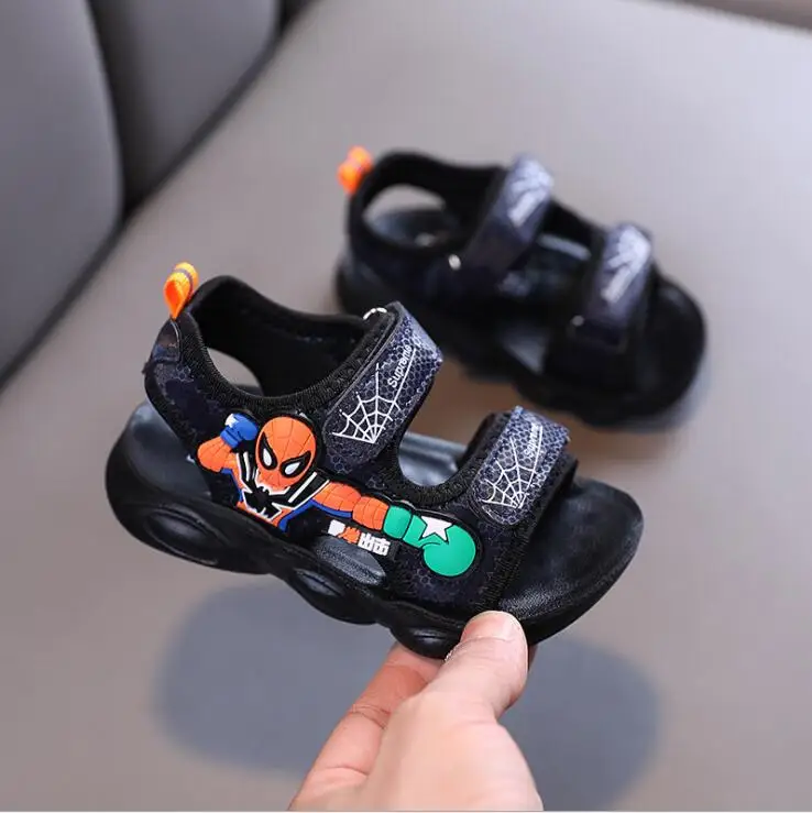 Сандалии Детские с мягкой подошвой босоножки Человек-паук летняя пляжная обувь