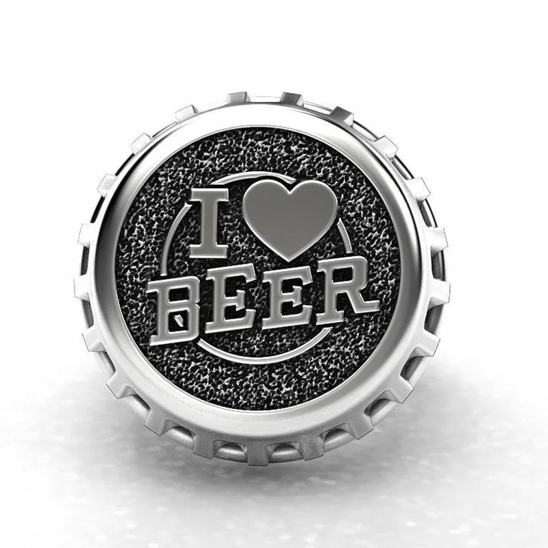 POFUNUO готические буквы I Love Beer мужское кольцо с печатью двухцветный цвет для
