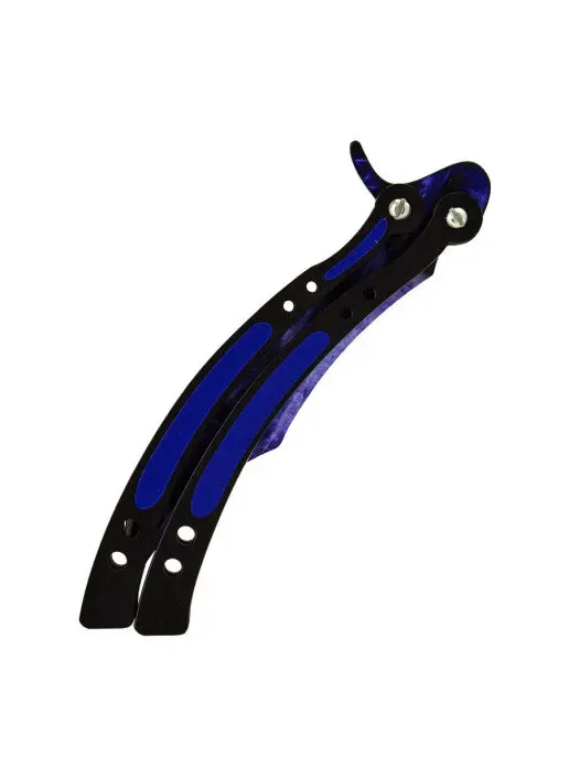 Деревянный детский игрушечный нож Бабочка (butterfly knife) Волны Сапфир (реплика) КС ГО /