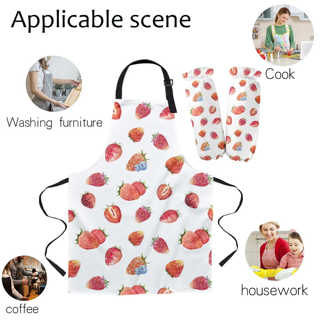 Набор фартуков клубника ягоды фрукты кухонный нагрудник рукавицы для