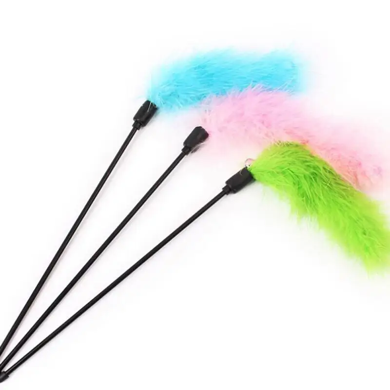 

Pet Cat Teasing Stick Pompom Feather Accessories Funny Kitten Interactive Toys For Household Animals Cats Entertainment
