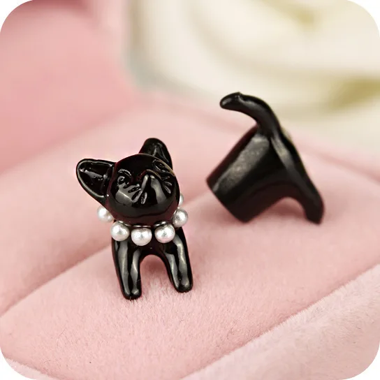 

Piece New Cartoon Cute Cat Stud Style Fashion Lovely Cartoon Black Cat Leopard Earrings Women Jewelry Puncture Stud Earrings