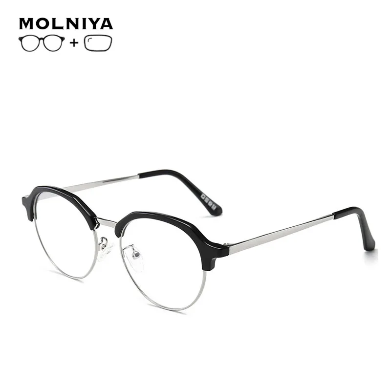 Модные круглые очки металлическая оправа по рецепту анти-синий светильник