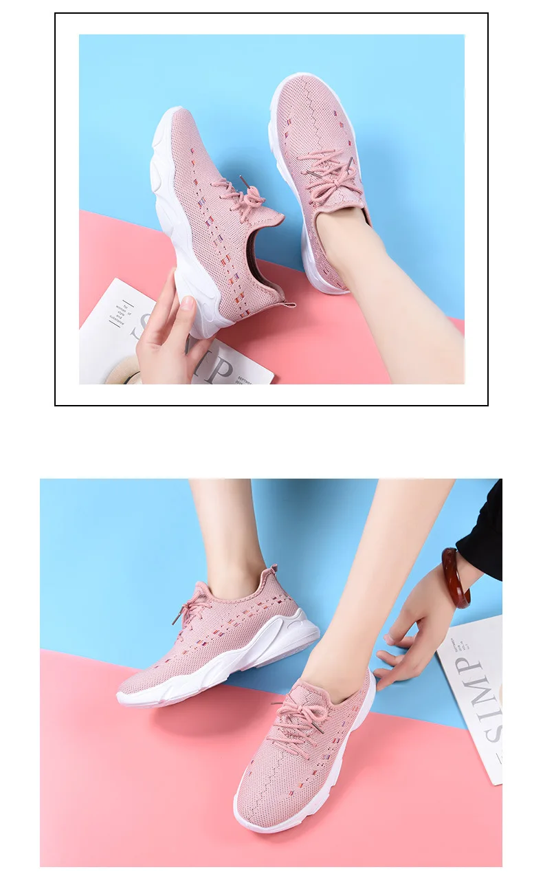 

New Women Sneakers Breathable Mesh fashion Platform Ladies Shoes Knitting Flats Casual Shoes Women Chunky Sneakers
