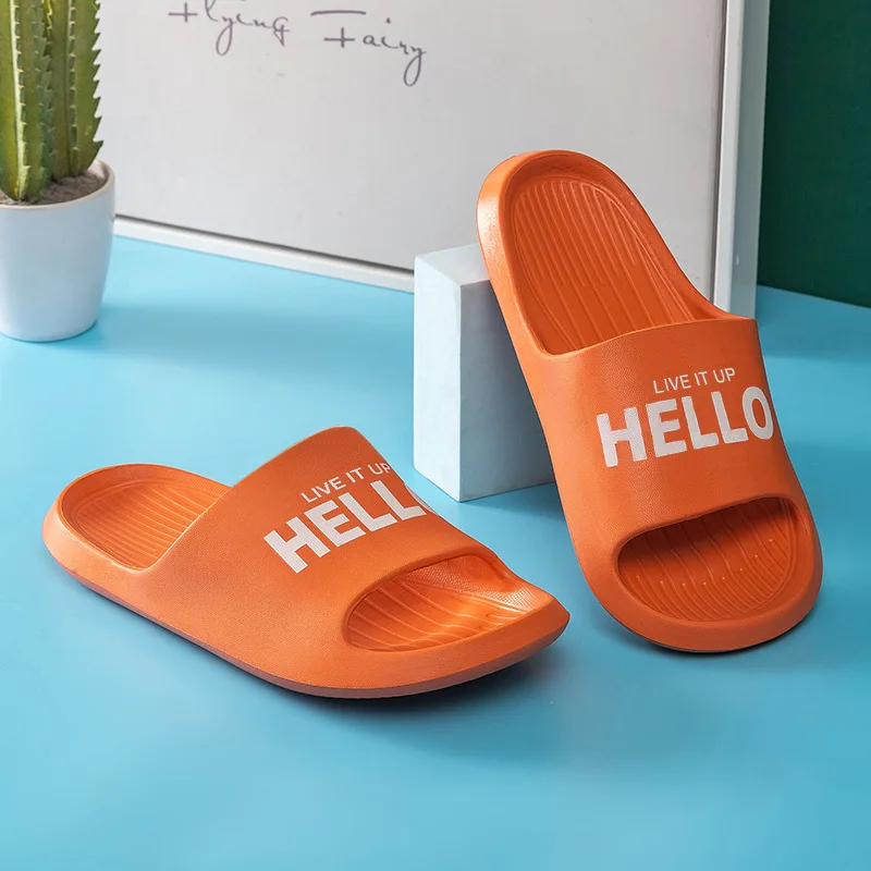 

Women Summer Home Indoor Slippers Mix Color Non-Slip Thick Soft Sole Bathroom Shower 2021 Smiple Slides Men Ladies Shoes House