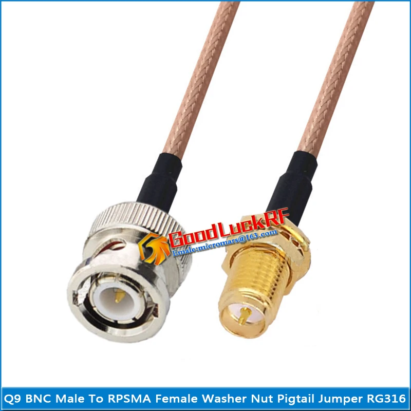 

1X Pcs Q9 BNC Male to RP SMA Female Washer O-ring Bulkhead Mount Nut Plug Pigtail Jumper RG316 RF Connector Extend Cable